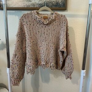 Beige and multicolored dot sweater